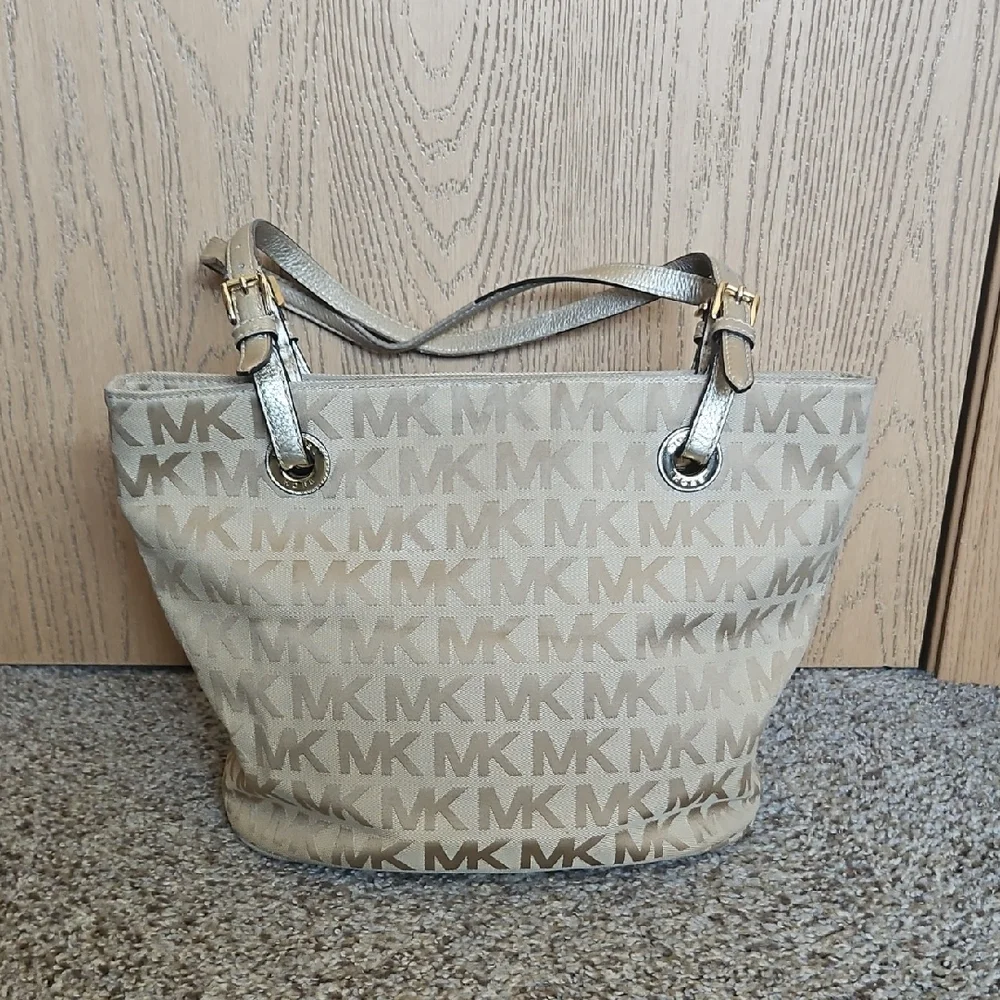 Michael Kors Beige Monogram Tote Bag